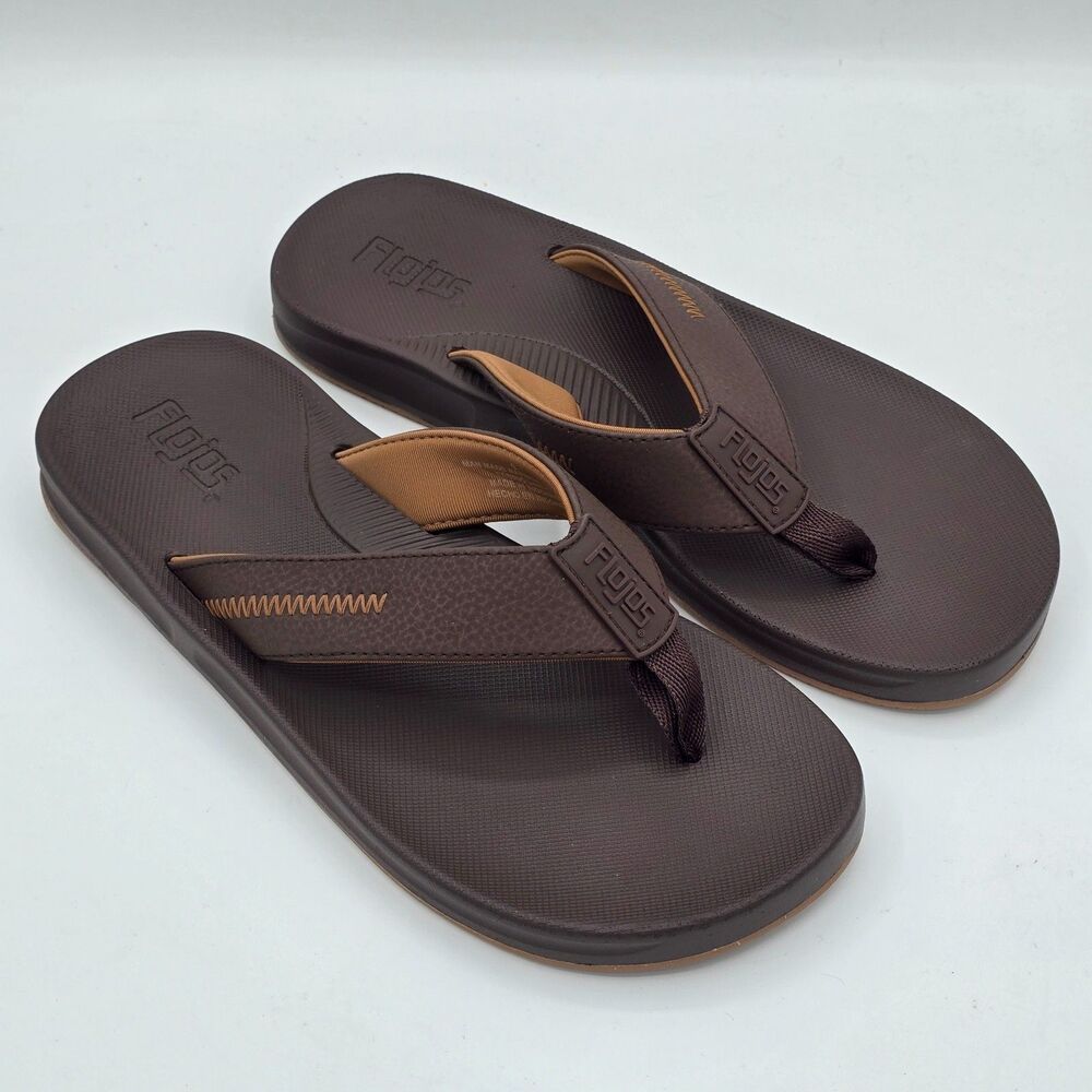 Flojos Flip Flops Men’s Water Resistant Memory Foam Sandals Brown Pick Size
